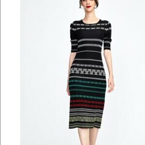 NWOT 525 America jacquard stripe knit midi dress sz S small